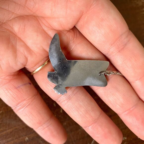 Cowgirl boot with shell inlay design necklace with silver tone chain & extender - Picture 3 of 6